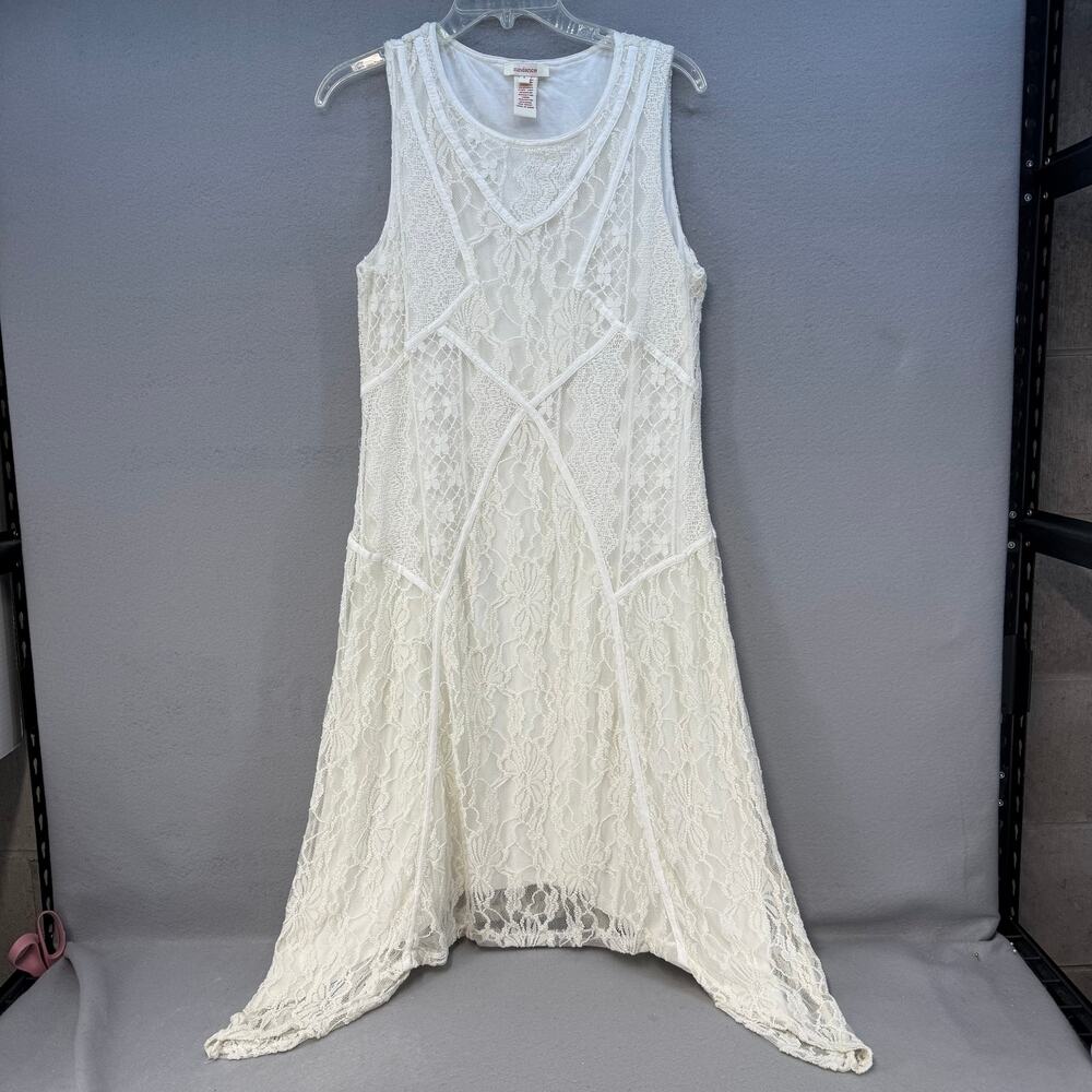 Sundance Dress Women's L Cream Floral Lace Overlay Dress Sleeveless High Low